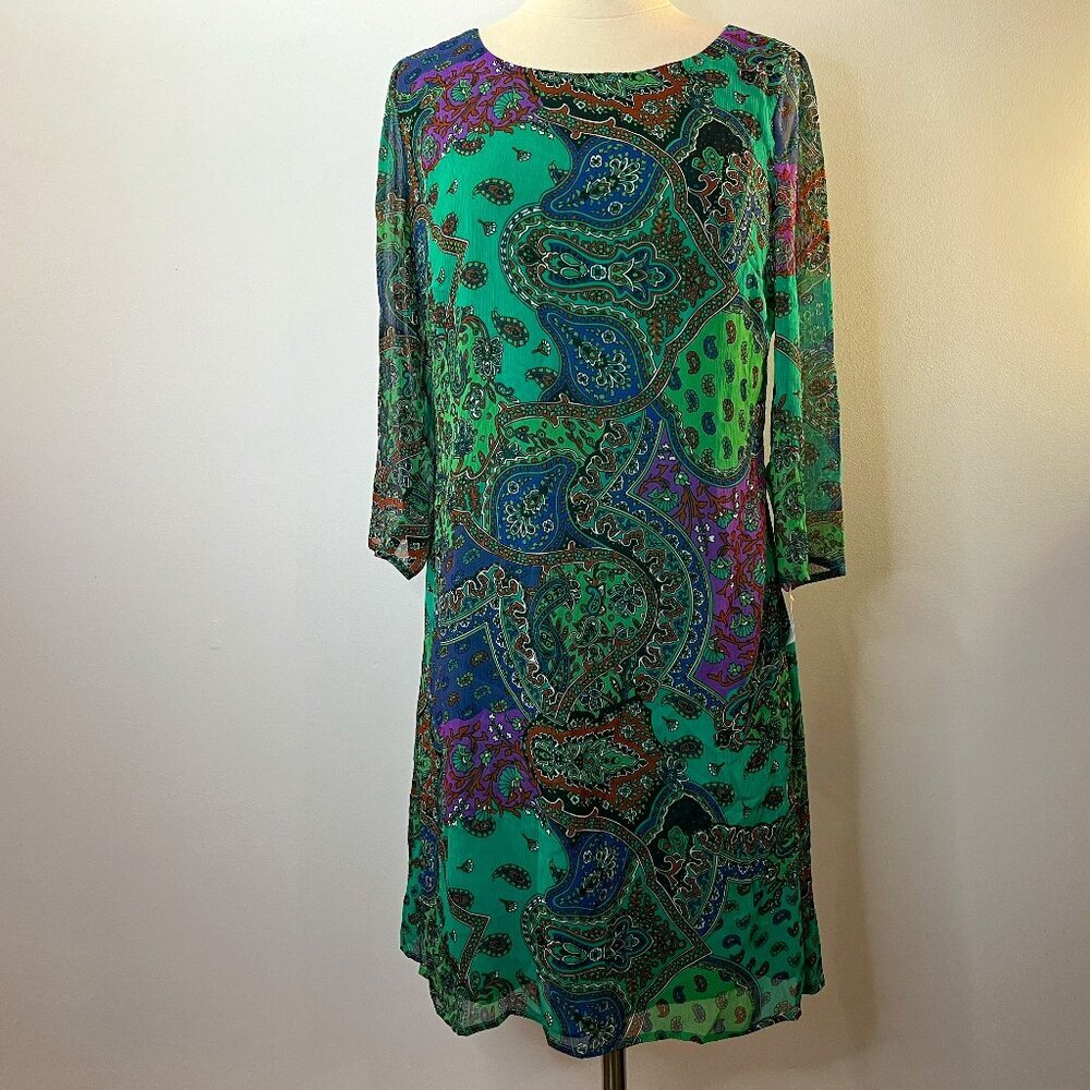 Isaac Mizrahi Live! Women's Green Paisley Dress - Size XS - NWT